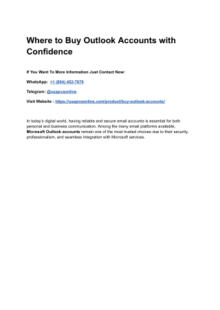 Where to Buy Outlook Accounts with Confidence