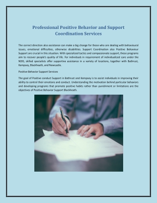 Professional Positive Behavior and Support Coordination Services