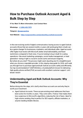 How to Purchase Outlook Account Aged & Bulk Step by Step