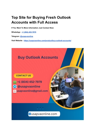 Top Site for Buying Fresh Outlook Accounts with Full Access