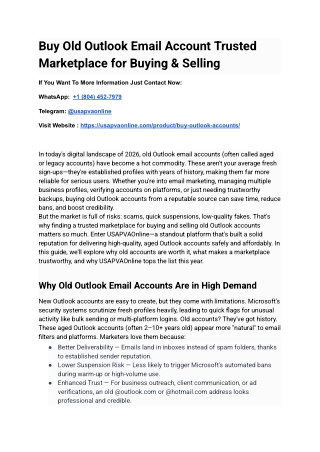 Buy Old Outlook Email Account Trusted Marketplace for Buying & Selling
