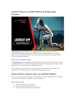 Laser247 App is a Trusted Platform & Simple Login Process