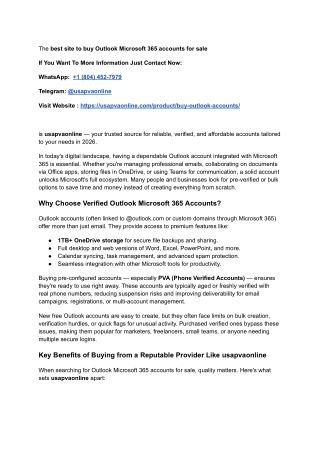 The best site to buy Outlook Microsoft 365 accounts for sale