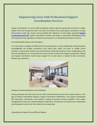 Empowering Lives with Professional Support Coordination Services