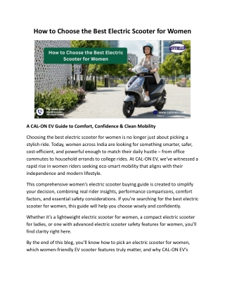 How to Choose the Best Electric Scooter for Women