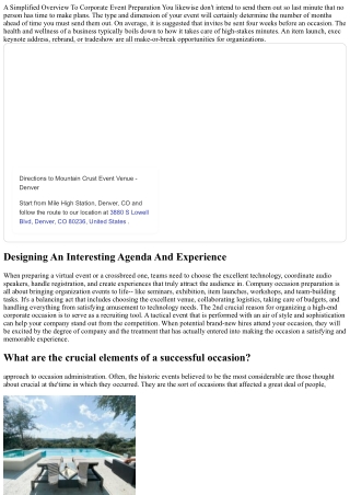 Successful Company Occasion Preparation: Specialist Overview