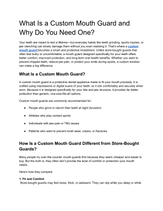 What Is a Custom Mouth Guard and Why Do You Need One_