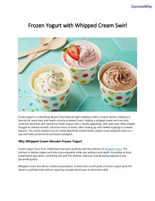 Frozen Yogurt with Whipped Cream Swirl