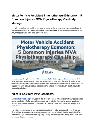 Motor Vehicle Accident Physiotherapy Edmonton_ 5 Common Injuries MVA Physiotherapy Can Help Manage