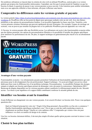 Réussir sa transition vers une version payante après avoir testé wordpress.