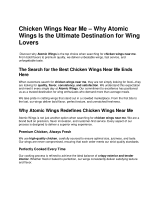 Chicken Wings Near Me | Atomic Wings – Fresh, Flavor-Packed Wings Made to Crave