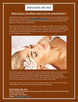 Plastic Surgery Abu Dhabi Expert Care for Natural Results