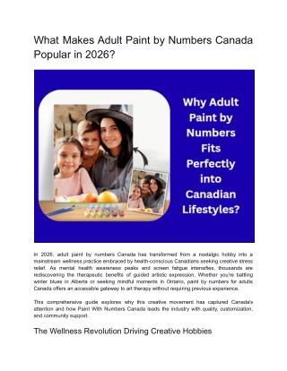 What Makes Adult Paint by Numbers Canada Popular in 2026?