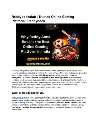 Reddybookclub _ Trusted Online Gaming Platform _ Reddybook