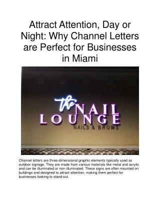 Attract Attention Day or Night Why Channel Letters are Perfect for Businesses in Miami