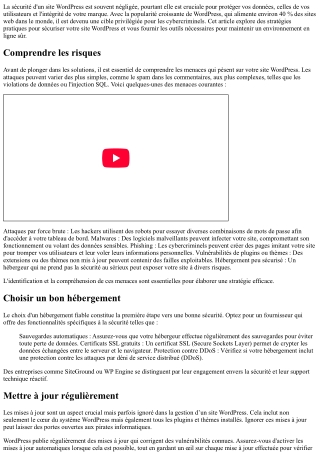 Comment sécuriser votre site WordPress : Conseils et outils