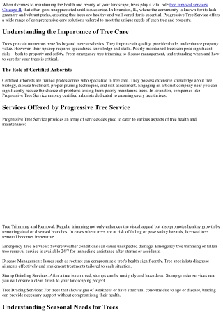 Progressive Tree Service Evanston, IL: Comprehensive Care Solutions.