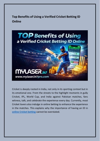 Top Benefits of Using a Verified Cricket Betting ID Online