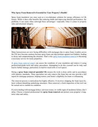 Why Spray Foam Removal Is Essential for Your Property’s Health