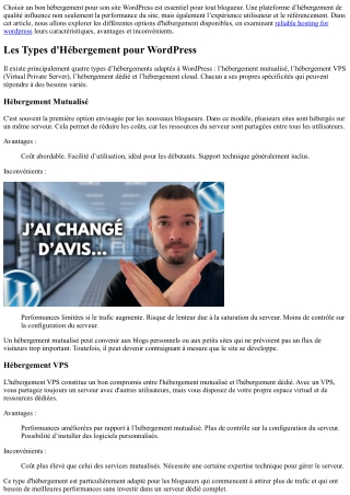 Hébergements recommandés pour les Blogueurs sur WordPress !