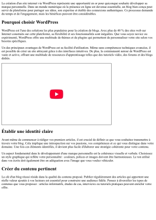 Développer sa marque personnelle via son blog créé sous WP.