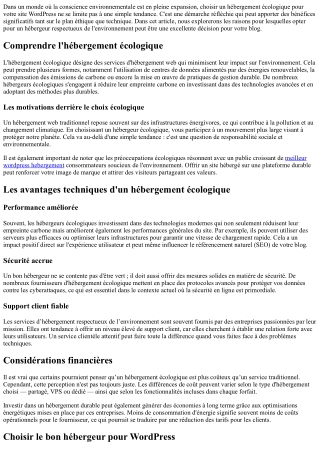 Hébergements Écologiques: Pourquoi C’est Bon Pour Votre Blog Wordpress?