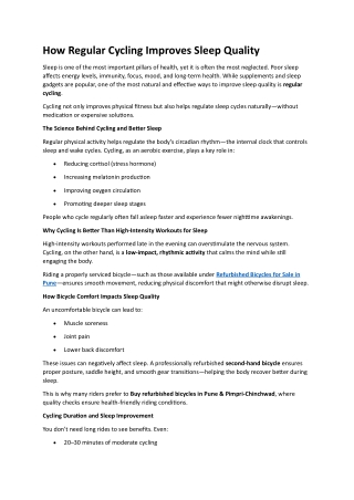 Blog 5 How Regular Cycling Improves Sleep Quality