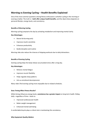 Morning vs Evening Cycling – Health Benefits Explained