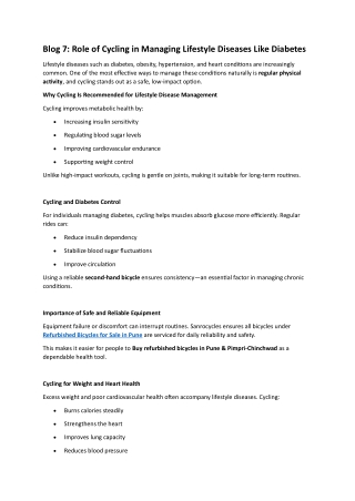 Role of Cycling in Managing Lifestyle Diseases Like Diabetes