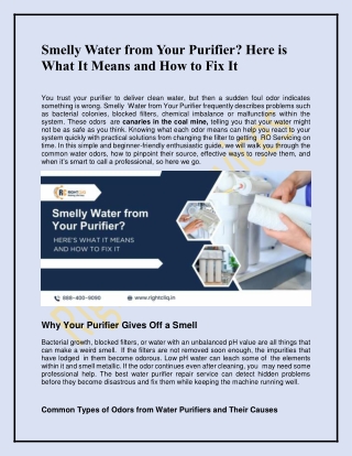 Smelly Water from Your Purifier