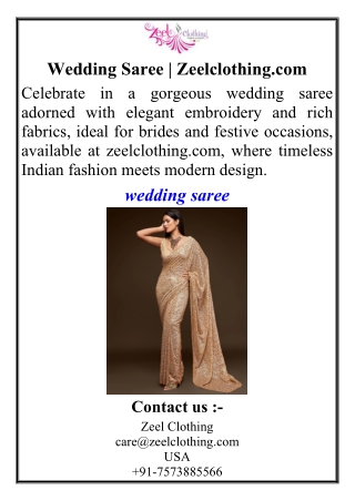 Wedding Saree | Zeelclothing.com