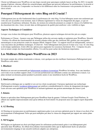 Héberger Son Blog sur WordPress : Les Meilleurs Fournisseurs en 2023 !