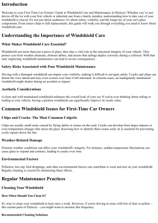 First-Time Car Owners’ Guide to Windshield Care and Maintenance in Hickory