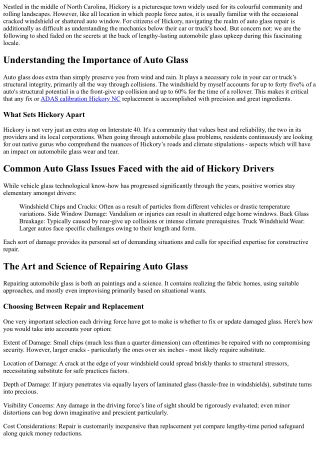 Unveiling the Secrets of Long-lasting Auto Glass Repairs in Hickory