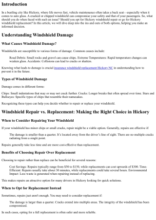 Windshield Repair vs. Replacement: Making the Right Choice in Hickory