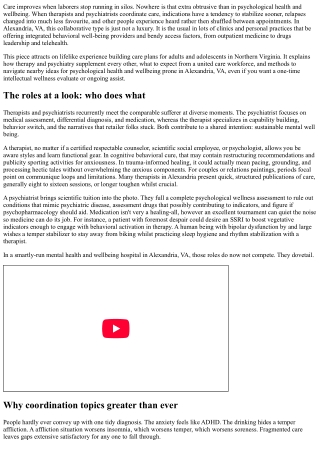How Therapy and Psychiatry Work Together in Alexandria, VA