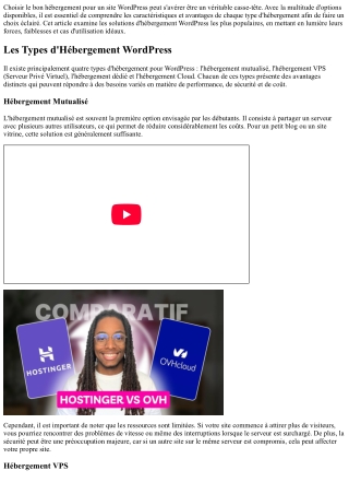 Comparatif des Hébergements WordPress : Les Incontournables