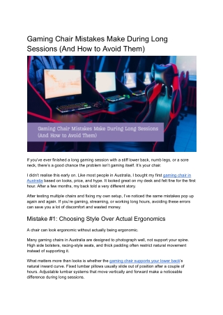 Gaming Chair Mistakes Make During Long Sessions (And How to Avoid Them)