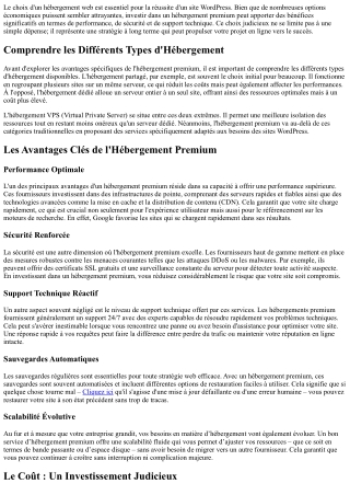 Pourquoi Investir dans un Hébergement Premium pour Votre Site WordPress ?