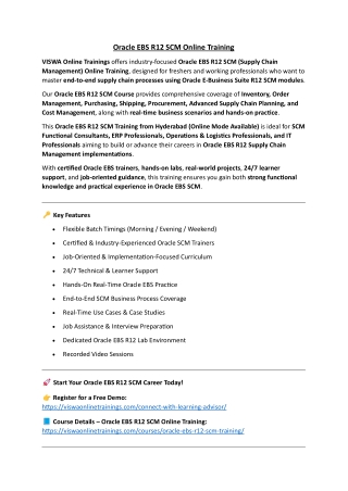 Oracle EBS R12 SCM Training Institute Certification From India