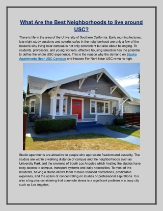 What Are the Best Neighborhoods to live around USC?