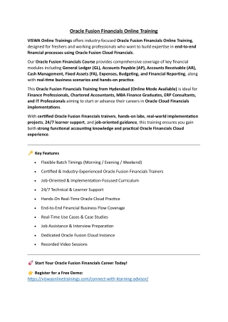 Oracle Fusion Financials Course Online Training Classes from India