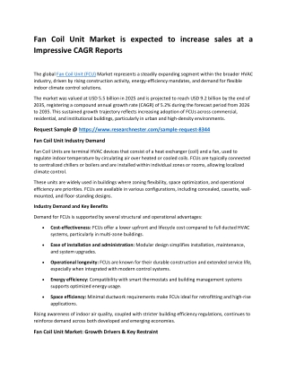 Fan Coil Unit Market Size” | will reach USD 9.2 billion ln 2035