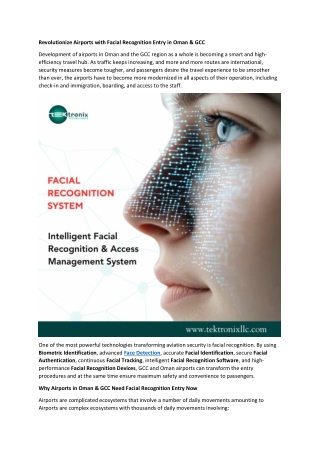 Revolutionize Airports with Facial Recognition Entry in Oman & GCC