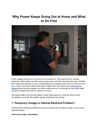 Why Power Keeps Going Out at Home & What to Do First