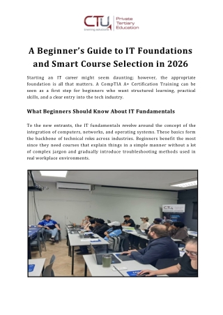 A Beginner’s Guide to IT Foundations and Smart Course Selection in 2026