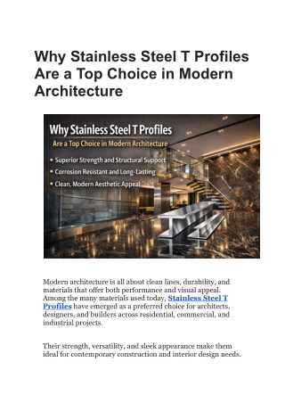 Why Stainless Steel T Profiles Are a Top Choice in Modern Architecture
