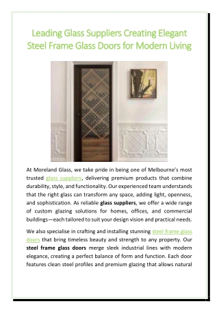 Leading Glass Suppliers Creating Elegant Steel Frame Glass Doors for Modern Living