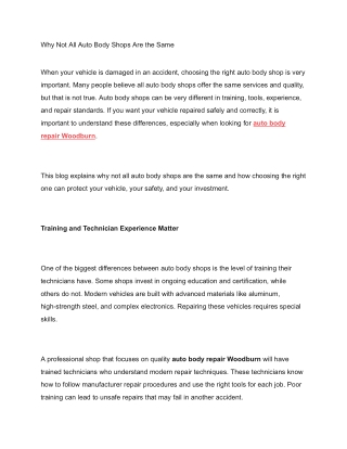 Why Not All Auto Body Shops Are the Same