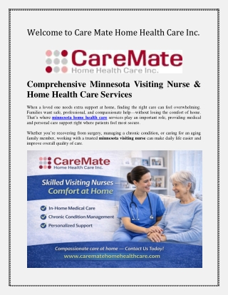 Comprehensive Minnesota Visiting Nurse & Home Health Care Services